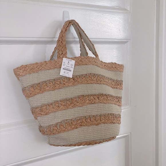 J.CREW FACTORY Straw Tote Bag - Natural - New With Tags - Picture 4 of 7